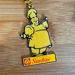 Sunshine Bakery Keychain Baker Chef 4 1/2" Vintage Excellent Key Ring Fob Retro